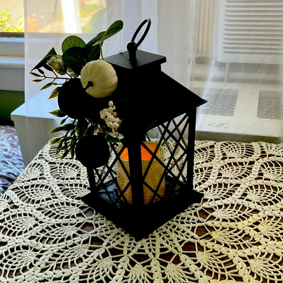 Other - A harvest lantern in black with a faux flickering candle. Fall harvest.